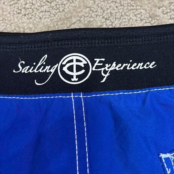 Coast & Town Men’s XG Blue/Black Board Shorts w Pockets & Adjustable Inside Tie - Picture 6 of 8